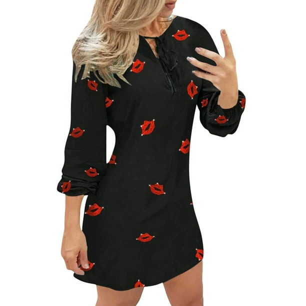 GuliriFei Girls Dinosaur Print Dress Long Sleeve Ruffles Swing Dress